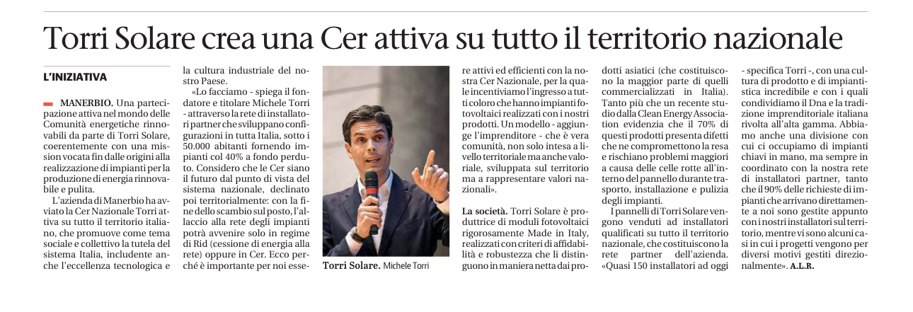 CER Nazionale Torri: un successo tutto italiano per l'energia condivisa