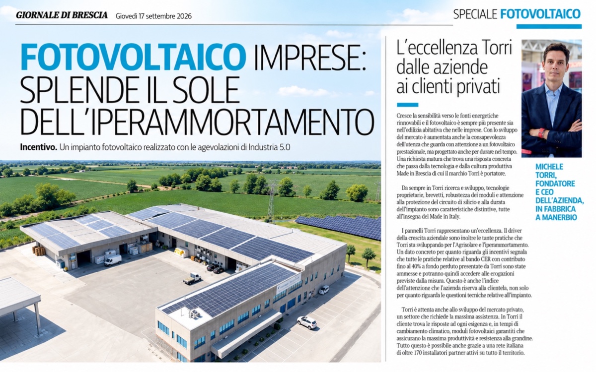 L'eccellenza del fotovoltaico Made in Italy: Torri protagonista tra incentivi e innovazione