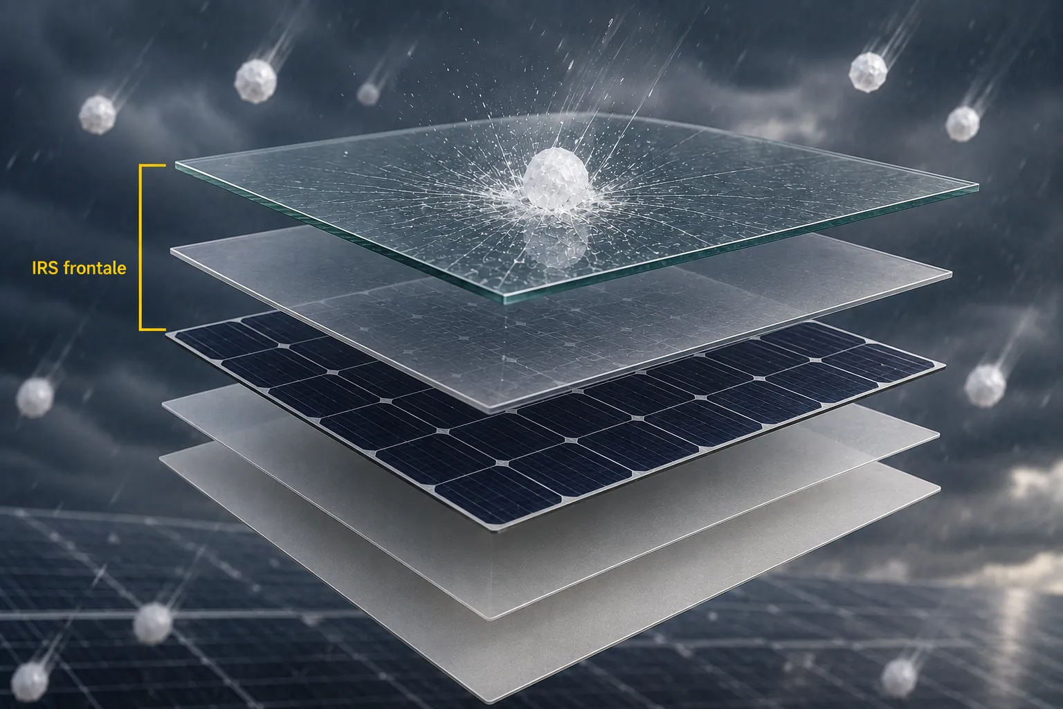 IRS frontale — stratigrafia del pannello fotovoltaico